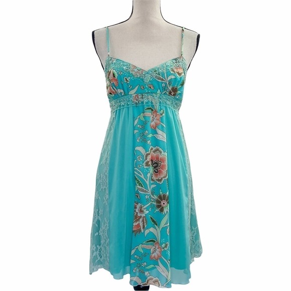 CITY Triangles Blue Floral Sleeveless Mini Dress - Picture 1 of 11